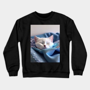 Sleepy White British Shorthair Cat Crewneck Sweatshirt